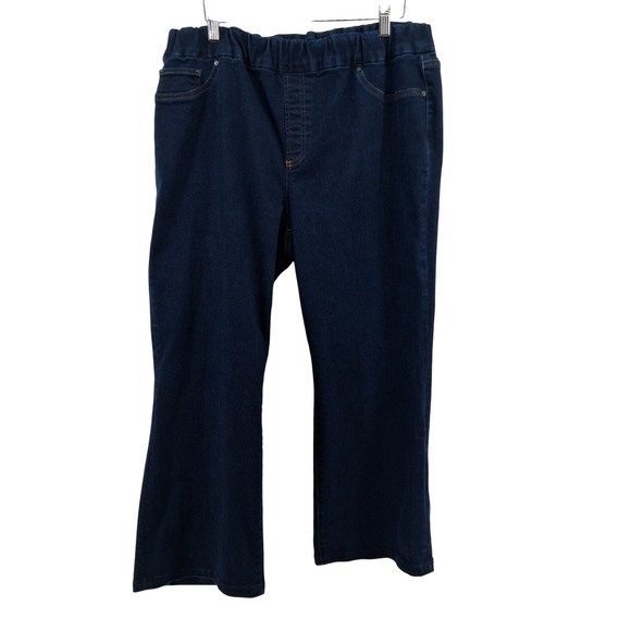 Chicos Pull-On Slim Boot Jeans Size 2 (12/14 L) Dark Wash Hemmed Stretch Denim - Picture 1 of 10